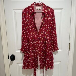 Stylish Women's Red Floral Mini Dress